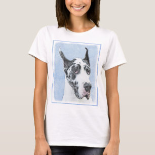 Great Dane (Harlequin) Painting - Original Dog Art T-Shirt