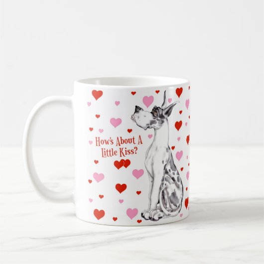Great Dane Harlequin Valentine's Day Kiss Kaffeetasse (Links)