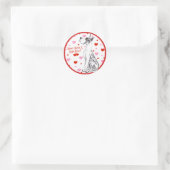 Great Dane Harlequin Valentine's Day Kiss Runder Aufkleber (Tasche)