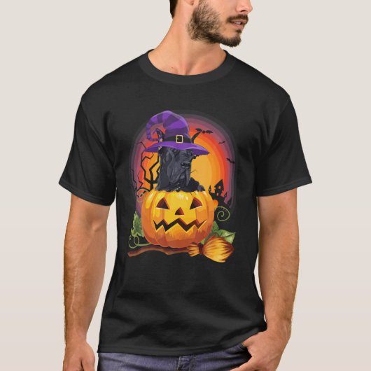 Great Dane Hexenkürbis Halloween Hund Lover T-Shirt (Vorderseite)