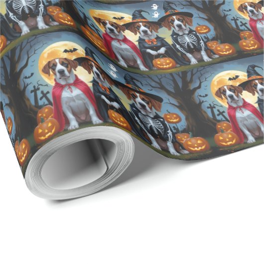 Great Dane Hogs Pumpkin Halloween Funny Geschenkpapier (Rolleneckpunkt)