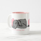 Great Dane Holds Heart Black UC Zweifarbige Tasse (Vorderseite Links)