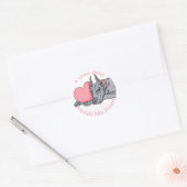 Great Dane Holds Heart Blue Runder Aufkleber (Umschlag)