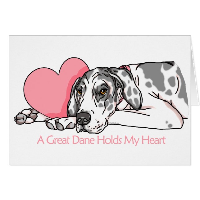 Great Dane Holds Heart Harlequin UC (Vorderseite (Horizontal))