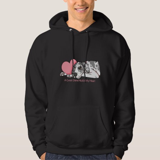 Great Dane Holds Heart Harlequin UC Hoodie (Vorderseite)