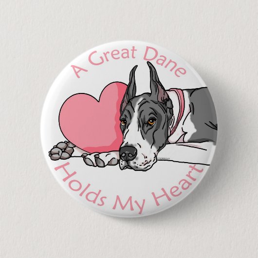 Great Dane Holds Heart Mantle Button (Vorderseite)