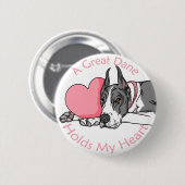 Great Dane Holds Heart Mantle Button (Vorne & Hinten)