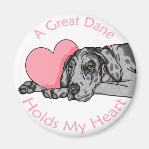 Great Dane Holds Heart Merle UC Magnet