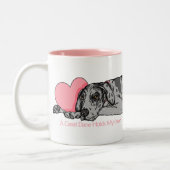 Great Dane Holds Heart Merle UC Zweifarbige Tasse (Links)
