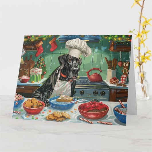 Great Dane Holiday Baking: Feierliche Weihnachten Karte (Gelbe Blume)