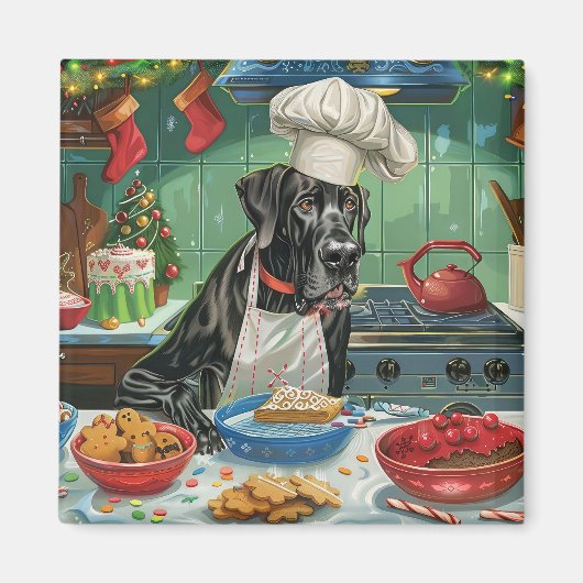Great Dane Holiday Baking: Feierliche Weihnachten Magnet (Vorne)