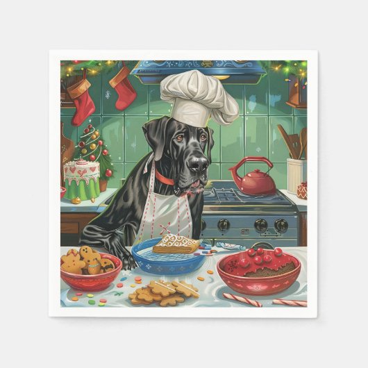 Great Dane Holiday Baking: Feierliche Weihnachten Serviette (Vorderseite)