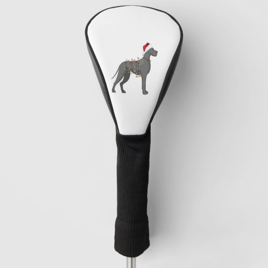 Great Dane Holiday Weihnachtslicht Golf Headcover (Vorderseite)