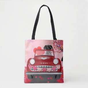Great Dane Hund Auto mit Herzen Valentinstag Tasche