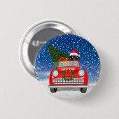 Great Dane Hund Autofahren Auto in Schnee Weihnach Button (Vorne & Hinten)