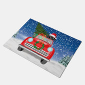 Great Dane Hund Autofahren Auto in Schnee Weihnach Fußmatte (Schrägansicht)