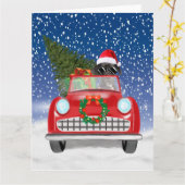 Great Dane Hund Autofahren Auto in Schnee Weihnach Karte (Gelbe Blume)