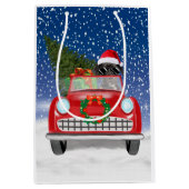 Great Dane Hund Autofahren Auto in Schnee Weihnach Mittlere Geschenktüte (Vorderseite)