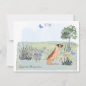 Great Dane Hund Butterfly Monogramm und Name Mitteilungskarte (Vorderseite)