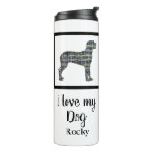 Great Dane Hund Gelb & Blau Silhouette Thermosbecher (Nach links gedreht)