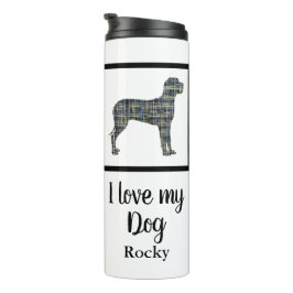 Great Dane Hund Gelb & Blau Silhouette Thermosbecher