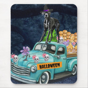 Great Dane Hund Halloween LKW Beängstigende Nacht Mousepad