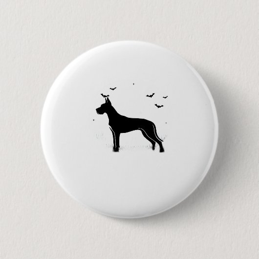Great Dane Hund � Halloween Moon Silhouette Classi Button (Vorderseite)