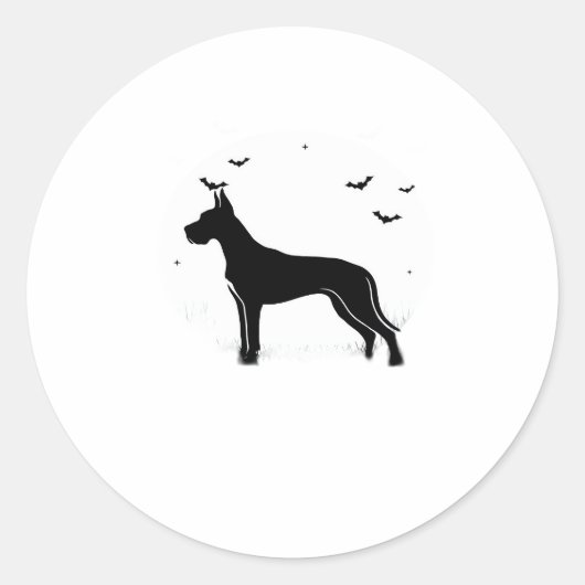 Great Dane Hund � Halloween Moon Silhouette Classi Runder Aufkleber (Vorderseite)