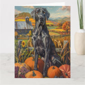 Great Dane Hund Herbst Ernte Erntedank Karte (Vorderseite)