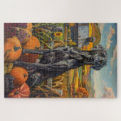 Great Dane Hund Herbst Ernte Erntedank Puzzle (Horizontal)