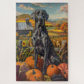 Great Dane Hund Herbst Ernte Erntedank Puzzle (Vertikal)