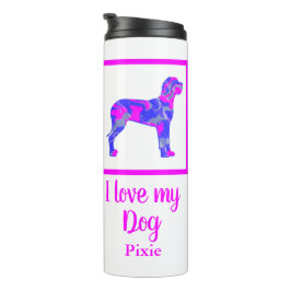 Great Dane Hund Hot Pink & Blue Silhouette Thermosbecher