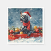 Great Dane Hund in Sledge Let it Snow Weihnachten Serviette (Vorderseite)