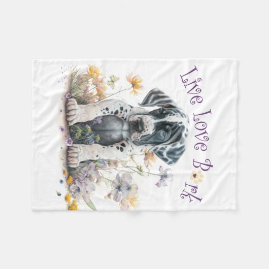 Great Dane Hund Mama Floral Fleecedecke (Vorderseite (Horizontal))