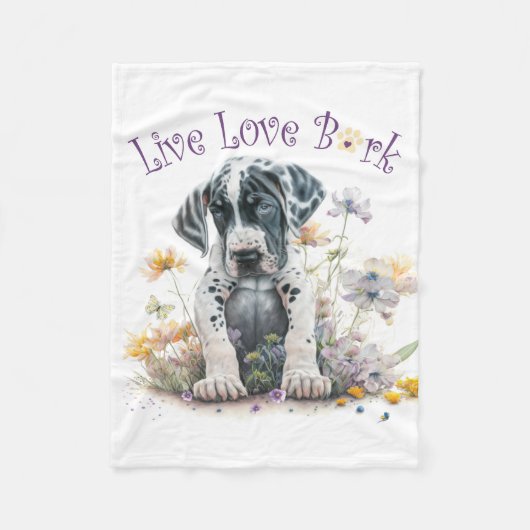 Great Dane Hund Mama Floral Fleecedecke (Vorderseite)