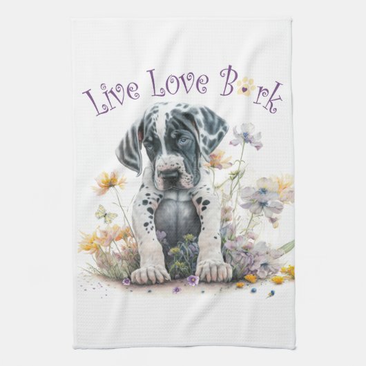 Great Dane Hund Mama Floral Geschirrtuch (Vertikal)
