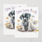 Great Dane Hund Mama Floral Mitteilungskarte (Vorne/Hinten)
