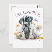 Great Dane Hund Mama Floral Postkarte (Vorne/Hinten)