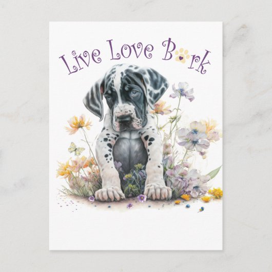 Great Dane Hund Mama Floral Postkarte (Vorderseite)