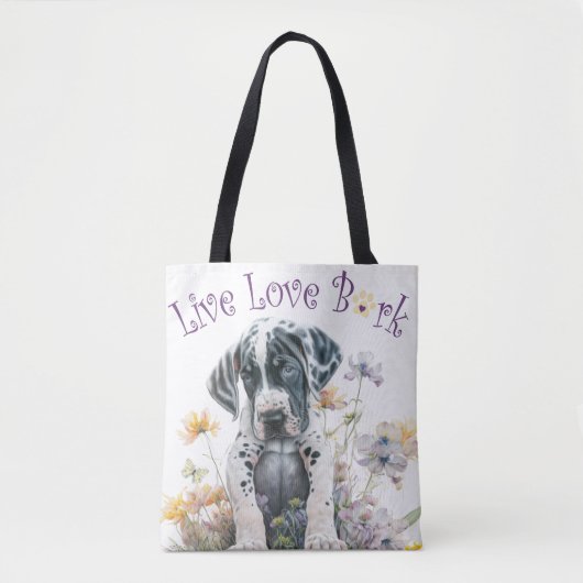 Great Dane Hund Mama Floral Tasche (Vorderseite)