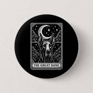 Great Dane Hund Mama Tarot Card Vintag Crescent Mo Button