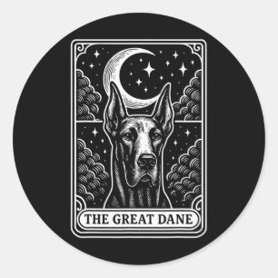 Great Dane Hund Mama Tarot Card Vintag Crescent Mo Runder Aufkleber