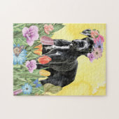 Great Dane Hund mit Blume Spring Puzzle (Horizontal)