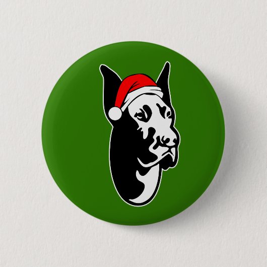 Great Dane Hund mit Weihnachten-Weihnachtsmannmütz Button (Vorderseite)