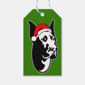 Great Dane Hund mit Weihnachten-Weihnachtsmannmütz Geschenkanhänger (Rückseite)