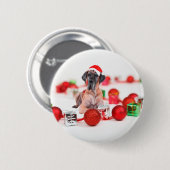 Great Dane Hund mit Weihnachtsgeschenke Button (Vorne & Hinten)