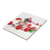 Great Dane Hund mit Weihnachtsgeschenke Fliese (Seite)