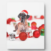 Great Dane Hund mit Weihnachtsgeschenke Fotoplatte (Vorderseite)