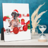 Great Dane Hund mit Weihnachtsgeschenke Fotoplatte (Seite)