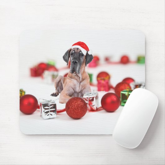 Great Dane Hund mit Weihnachtsgeschenke Mousepad (Mit Mouse)